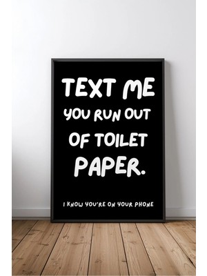 Keyf Home Me Toilet Paper Banyo Yazılı No 1 Çerçeveli Mdf Tablo Poster Banyo Duvar Dekoru Hediye