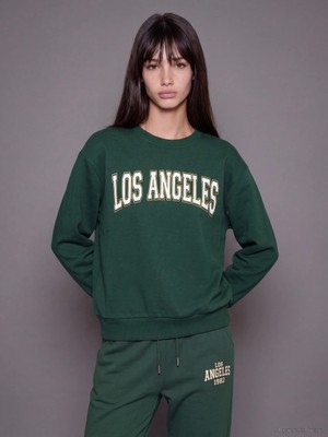 Lc Waikiki Yeni Sezon Yeşil Los Angeles Baskılı Kadın Sweatshirt
