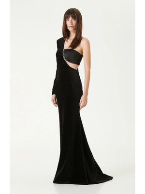 Network Black Velvet Maxi Evening Dress