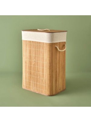 Happy Trend Maison Fonte Bambu Çamaşır Sepeti Naturel (40X30X61 Cm)