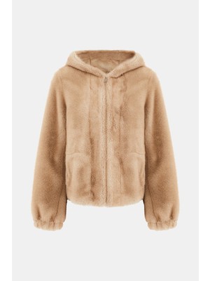 Vakko Beige Eco Fur Jacket