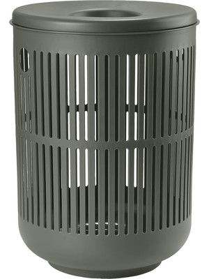 Happy Trend Denmark Ume Kapaklı Çamaşır Sepeti, Çamaşır Torbası, Çamaşır Sepeti, Çap 40 Cm, Yükseklik 54 Cm, Zeytin Yeşili (Yeşil)