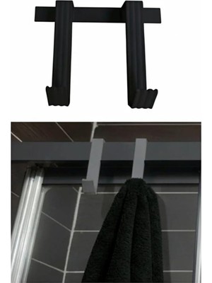 Happy Trend Banyo Duşakabin Camına Takılan Askılık Duşakabin Havlu Lif Bornoz Askısı (Siyah)