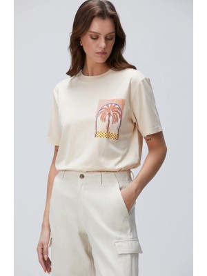 Network Beige Printed T-Shirt