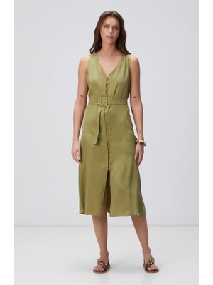 Network Olive Green Midi Dress