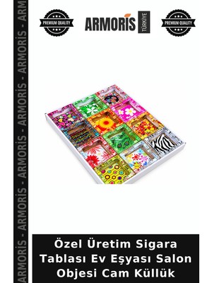 Armoris Özel Üretim Sigara Tablası Ev Eşyası Salon Objesi Cam Küllük