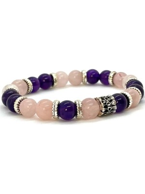 Happy Trend 8mm Pembe Kuvars Ametist Doğal Taş
