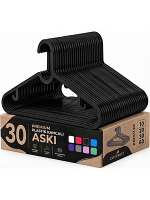 Happy Trend 30 Adet Slim Plastik Elbise Askısı, Gardrop Için Alan Tasarruflu Pantolon Gömlek Ceket Etek Askısı, Kıyafet Askısı, 38.5 cm x 18 cm (30, Siyah)