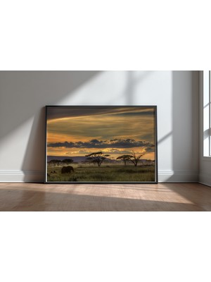 Keyf Home Africa Siyah Çerçeveli Mdf Tablo Poster Salon Duvar Dekoru Hediye