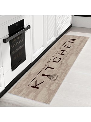 Happy Trend Dijital Baskı Yıkanabilir Kaymaz Taban Mutfak Halısı RVG2053-SD519 160X120 cm