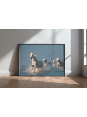 Keyf Home Angels Of Camargue Siyah Çerçeveli Mdf Tablo Poster Salon Duvar Dekoru Hediye