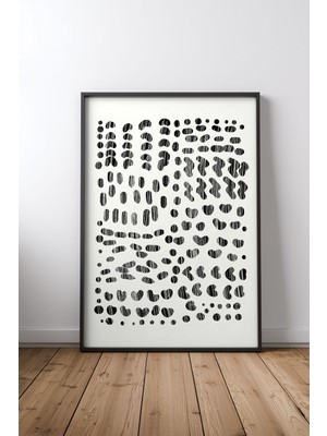 Keyf Home Dots And Strokes Siyah Çerçeveli Mdf Tablo Poster Salon Duvar Dekoru Hediye