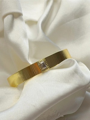 Goldensisters Jewelry Baget Kesim Zirkon Taş Detaylı Çelik Kelepçe