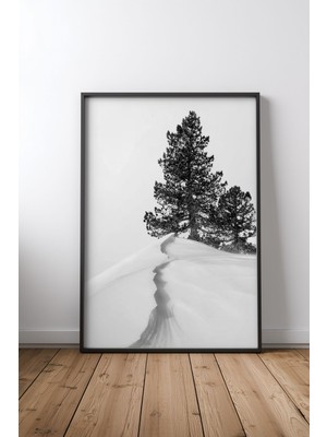Keyf Home About The Snow And Forms Siyah Çerçeveli Mdf Tablo Poster Salon Duvar Dekoru Hediye
