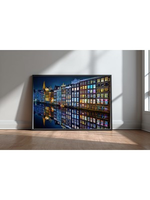 Keyf Home Amsterdam Mirror Siyah Çerçeveli Mdf Tablo Poster Salon Duvar Dekoru Hediye