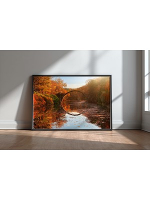 Keyf Home Autumn Lake Siyah Çerçeveli Mdf Tablo Poster Salon Duvar Dekoru Hediye