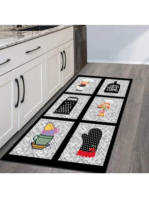 Happy Trend Dijital Baskı Yıkanabilir Kaymaz Taban Mutfak Halısı RVG2068 80X300 cm