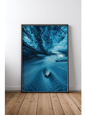 Keyf Home Crystal Cave Siyah Çerçeveli Mdf Tablo Poster Salon Duvar Dekoru Hediye