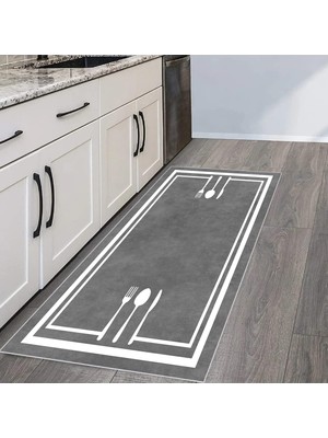 Happy Trend Dijital Baskı Yıkanabilir Kaymaz Taban Mutfak Halısı RVG2113-SM361 80X200 cm