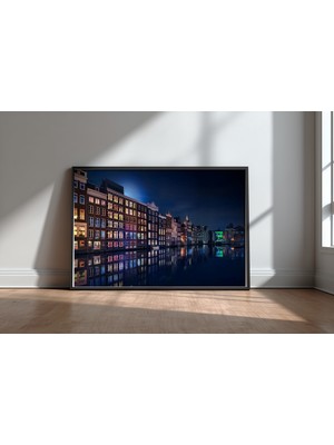 Keyf Home Amsterdam Windows Colors Siyah Çerçeveli Mdf Tablo Poster Salon Duvar Dekoru Hediye