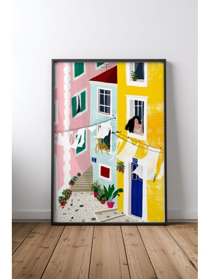 Keyf Home Chillin Siyah Çerçeveli Mdf Tablo Poster Salon Duvar Dekoru Hediye