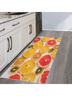 Happy Trend Dijital Baskı Yıkanabilir Kaymaz Taban Mutfak Halısı RVG2094-SD095 100X150 cm