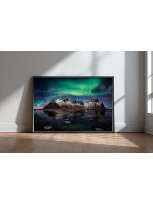 Keyf Home Enchanted Stokksnes Siyah Çerçeveli Mdf Tablo Poster Salon Duvar Dekoru Hediye