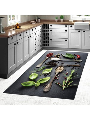 Happy Trend Dijital Baskı Yıkanabilir Kaymaz Taban Mutfak Halısı RVG2089-SD510 100X150 cm