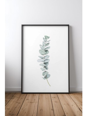 Keyf Home Eucalyptus Leaf Siyah Çerçeveli Mdf Tablo Poster Salon Duvar Dekoru Hediye