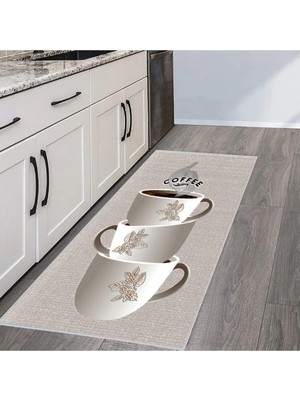 Happy Trend Dijital Baskı Yıkanabilir Kaymaz Taban Mutfak Halısı RVG2060 100X150 cm