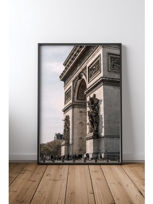 Keyf Home Arc De Triomphe Siyah Çerçeveli Mdf Tablo Poster Salon Duvar Dekoru Hediye