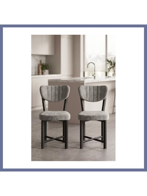 Bezos Sandalye 2 Adet Baby Face Kumaş Metal Ayak Modern Mutfak Sandalyesi Cafe Balkon Ofis Elma 9810 Gri Dlra
