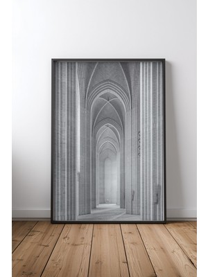 Keyf Home Grundtvigs Kirke Siyah Çerçeveli Mdf Tablo Poster Salon Duvar Dekoru Hediye
