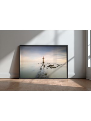 Keyf Home Lighthouse Siyah Çerçeveli Mdf Tablo Poster Salon Duvar Dekoru Hediye