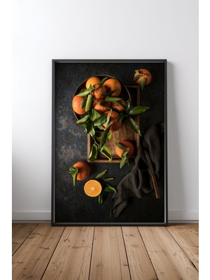 Keyf Home Oranges Siyah Çerçeveli Mdf Tablo Poster Mutfak Duvar Dekoru Hediye