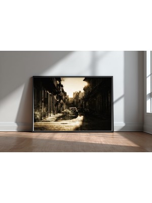 Keyf Home Mystic Morning In Havana Siyah Çerçeveli Mdf Tablo Poster Salon Duvar Dekoru Hediye