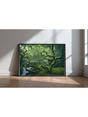Keyf Home Japanese Tree Siyah Çerçeveli Mdf Tablo Poster Salon Duvar Dekoru Hediye