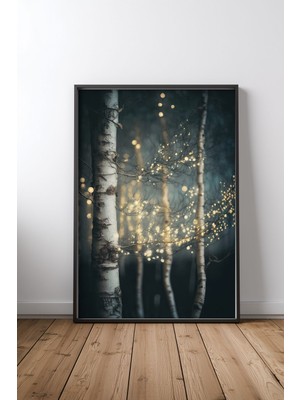 Keyf Home Lights At Night Siyah Çerçeveli Mdf Tablo Poster Salon Duvar Dekoru Hediye