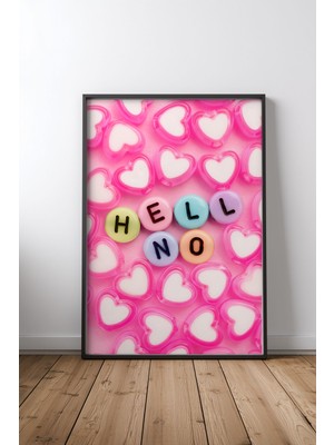 Keyf Home Hell No Siyah Çerçeveli Mdf Tablo Poster Salon Duvar Dekoru Hediye