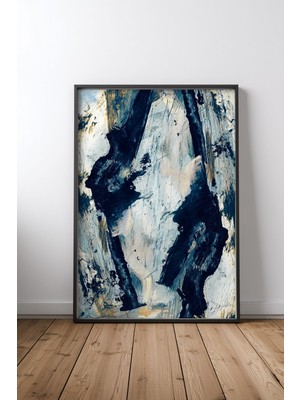 Keyf Home Glacier Siyah Çerçeveli Mdf Tablo Poster Salon Duvar Dekoru Hediye