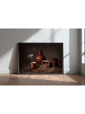 Keyf Home Fresh Coffee Siyah Çerçeveli Mdf Tablo Poster Mutfak Duvar Dekoru Hediye