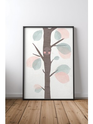Keyf Home Little Tree Siyah Çerçeveli Mdf Tablo Poster Salon Duvar Dekoru Hediye