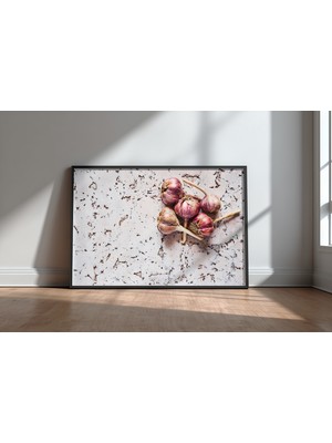 Keyf Home Healthy Garlic Siyah Çerçeveli Mdf Tablo Poster Mutfak Duvar Dekoru Hediye