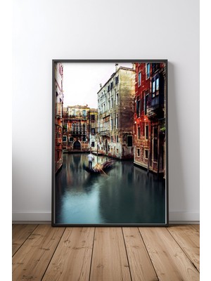 Keyf Home The Gondolier Siyah Çerçeveli Mdf Tablo Poster Salon Duvar Dekoru Hediye