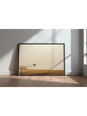 Keyf Home Surfer Siyah Çerçeveli Mdf Tablo Poster Salon Duvar Dekoru Hediye