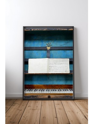 Keyf Home Music Box Siyah Çerçeveli Mdf Tablo Poster Salon Duvar Dekoru Hediye