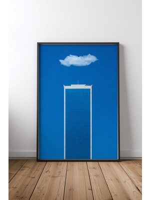 Keyf Home Skyscrape Siyah Çerçeveli Mdf Tablo Poster Salon Duvar Dekoru Hediye