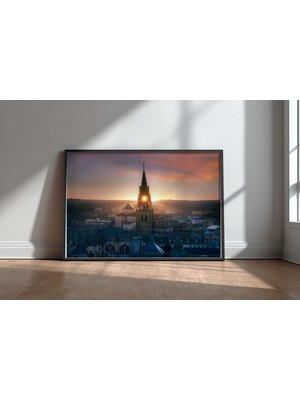 Keyf Home Toledo City Siyah Çerçeveli Mdf Tablo Poster Salon Duvar Dekoru Hediye