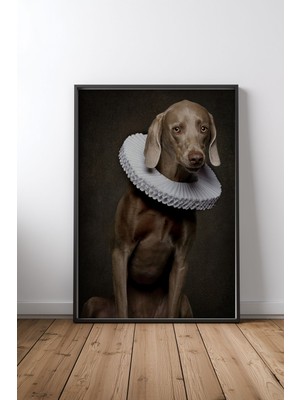 Keyf Home Renaissance Dog Siyah Çerçeveli Mdf Tablo Poster Salon Duvar Dekoru Hediye