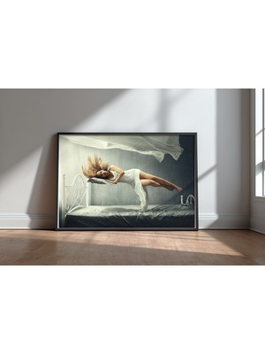 Keyf Home Sleeping Beauty Siyah Çerçeveli Mdf Tablo Poster Salon Duvar Dekoru Hediye
